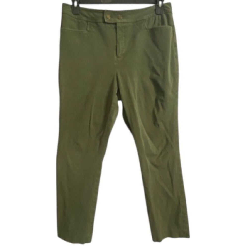 Chaps Women Pull On Classic Pant Size 12 Double Button Effortlessly Chic Stretch
